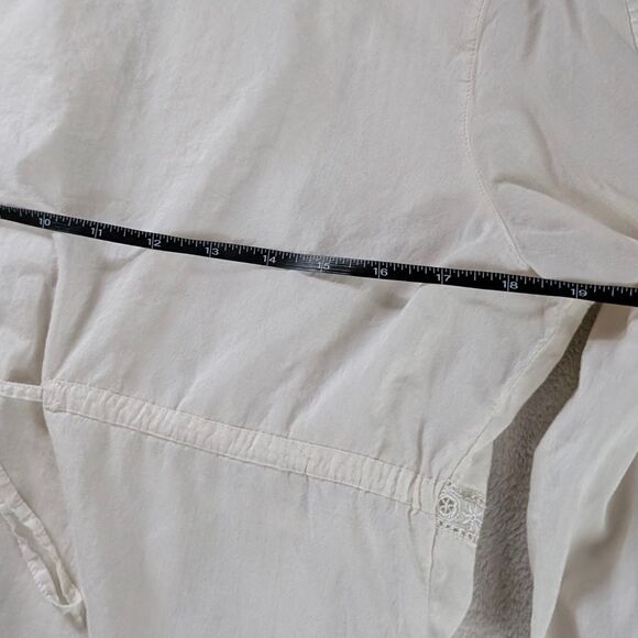 Vintage Lace Button Up Blouse Women's Petite Large Cream Tied Fitted Bohemian - Picture 7 of 8